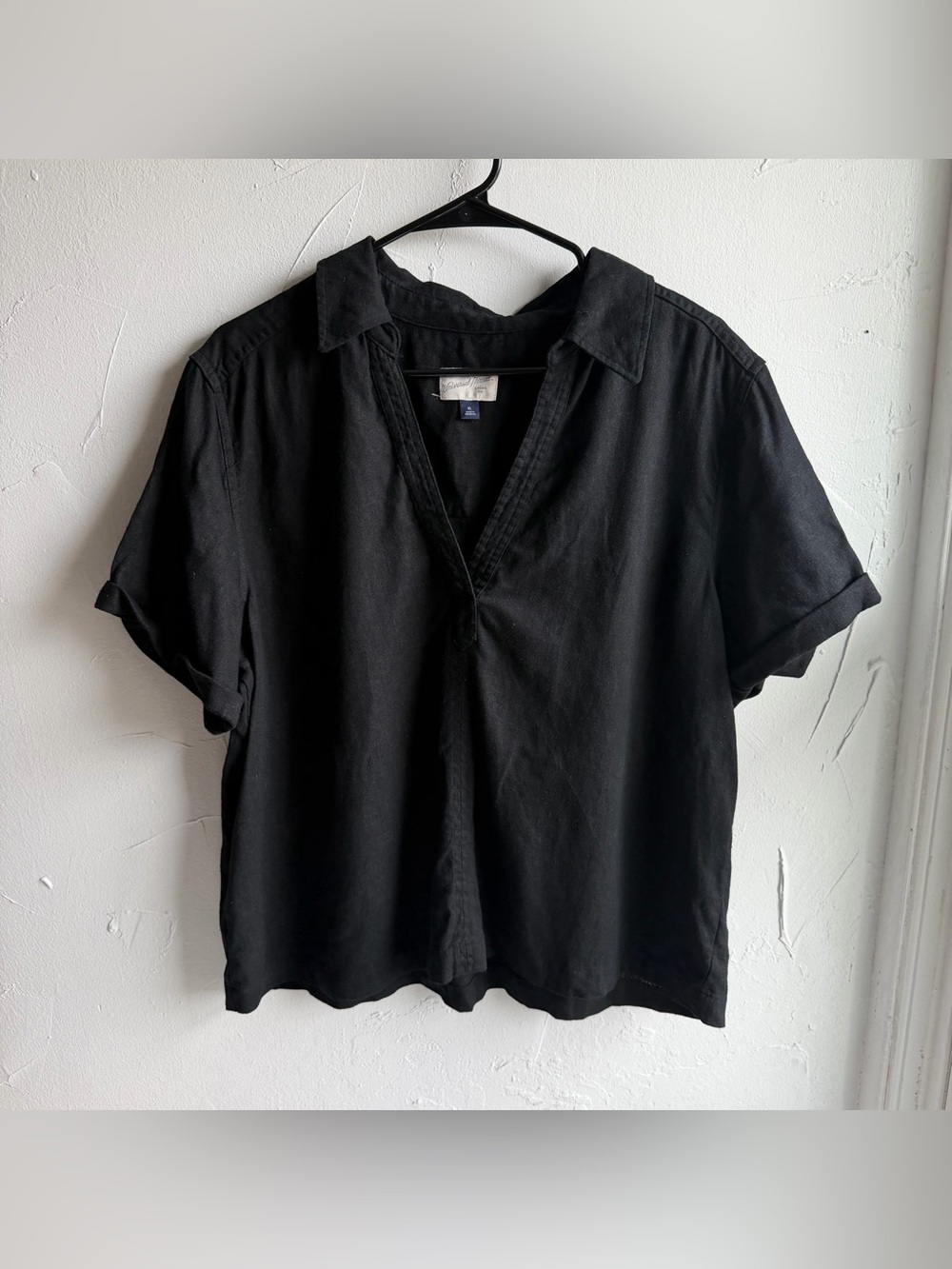 universal thread short sleeve popover linen blend top Size XL